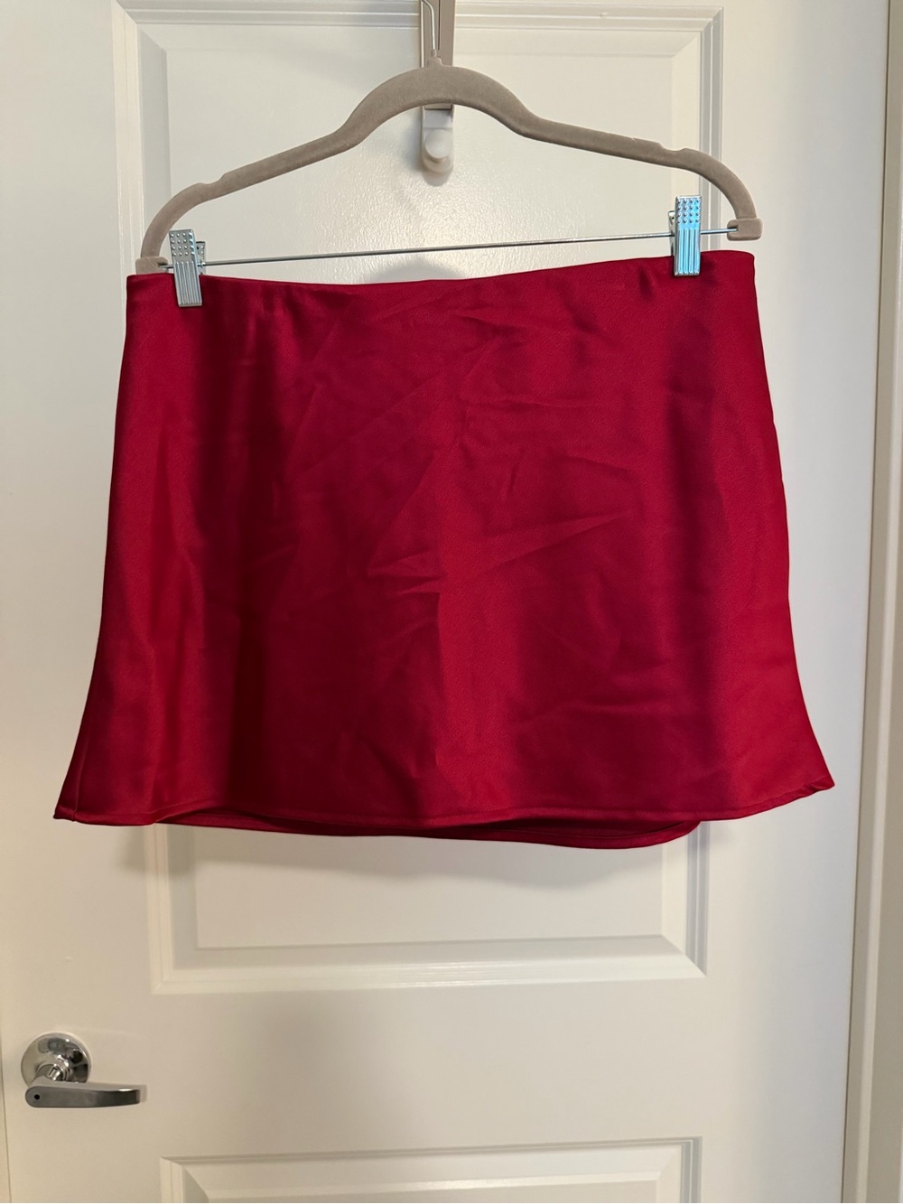 Altar'd State Cherry Red Satin Mini Skirt